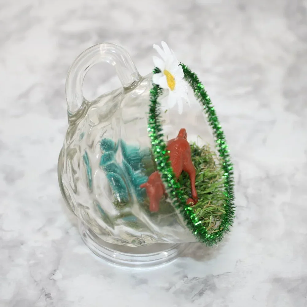 HAND CRAFTED Horse Decor Ornament Upcycled Cup Equestrian Farmhouse Daisy